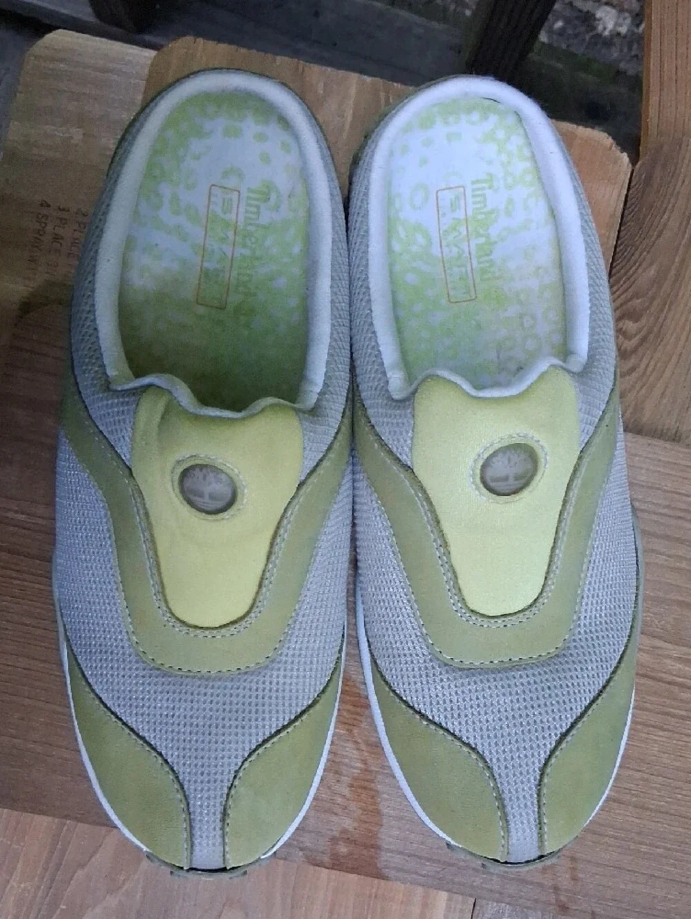 Timberland Light Green and White Slip-On Shoe,sz.6m